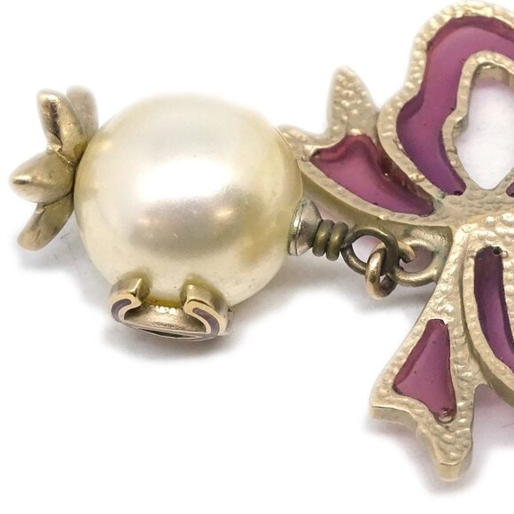 Chanel Chain Pendant Necklace Artificial Pearl Bow Gold 05A 133911 - Picture 2 of 4